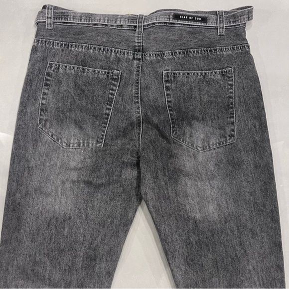 Fear of God - Slim-Fit Belted Distressed Selvedge Denim Jeans - Gray - Picture 10 of 14